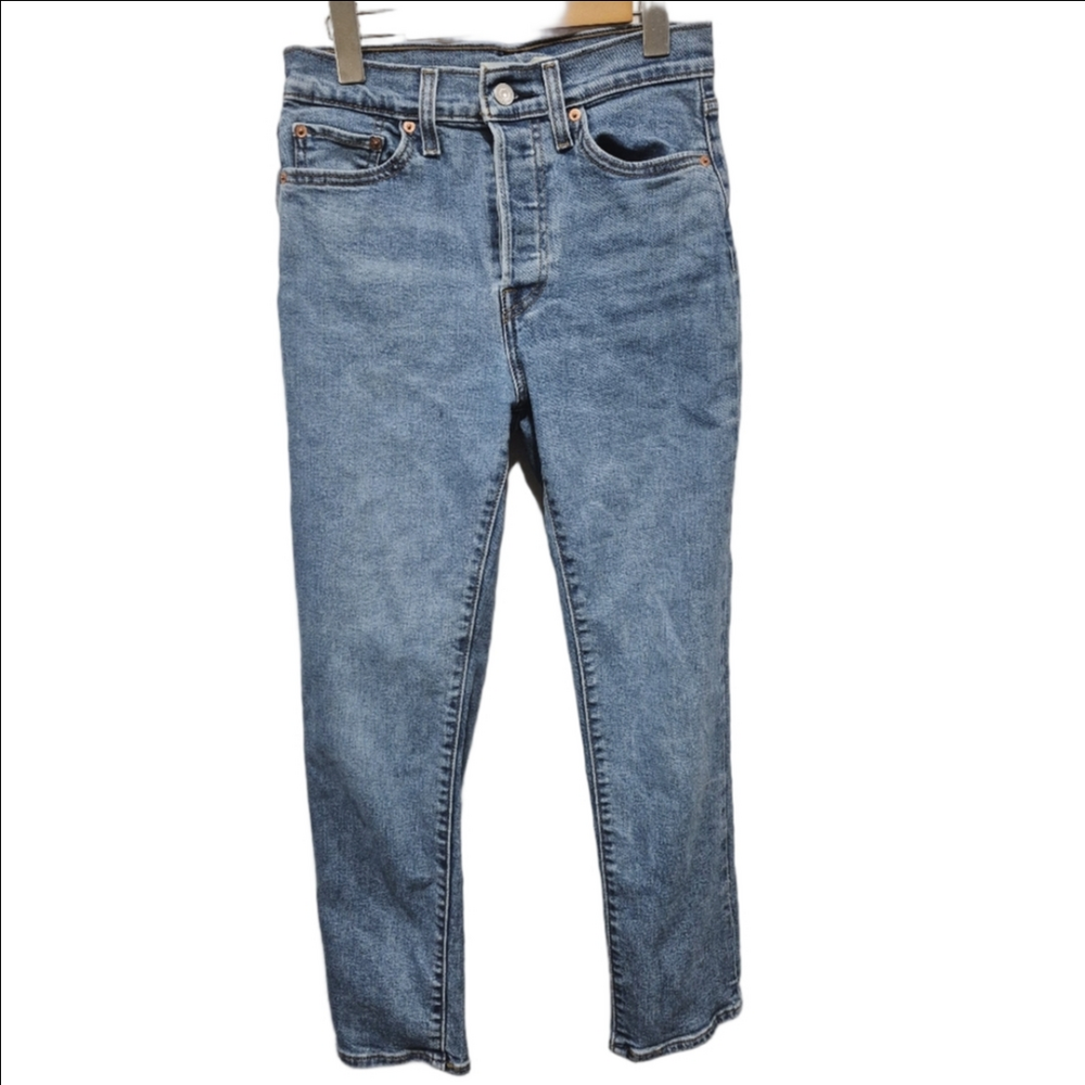 Levis Wedgie Straight Leg High Rise Blue Denim Jeans